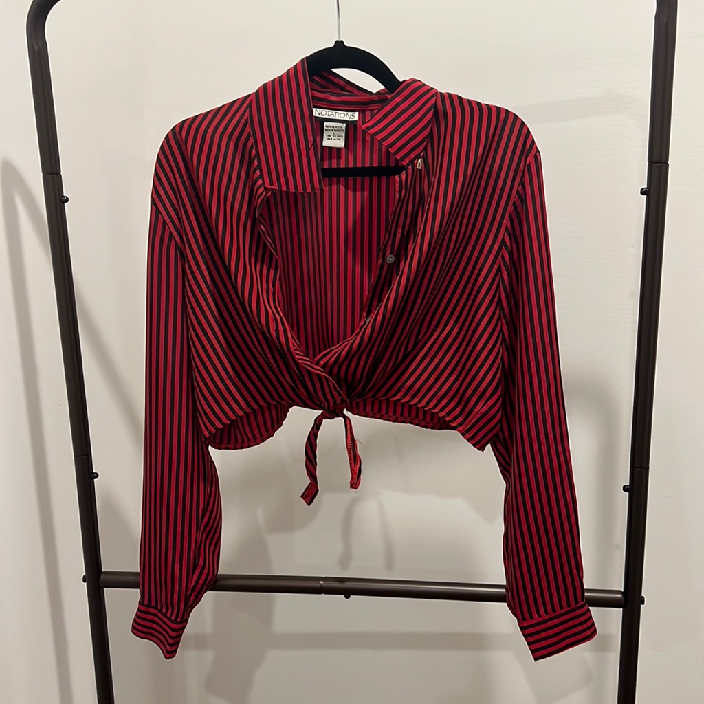 Stripped Crop Button Down